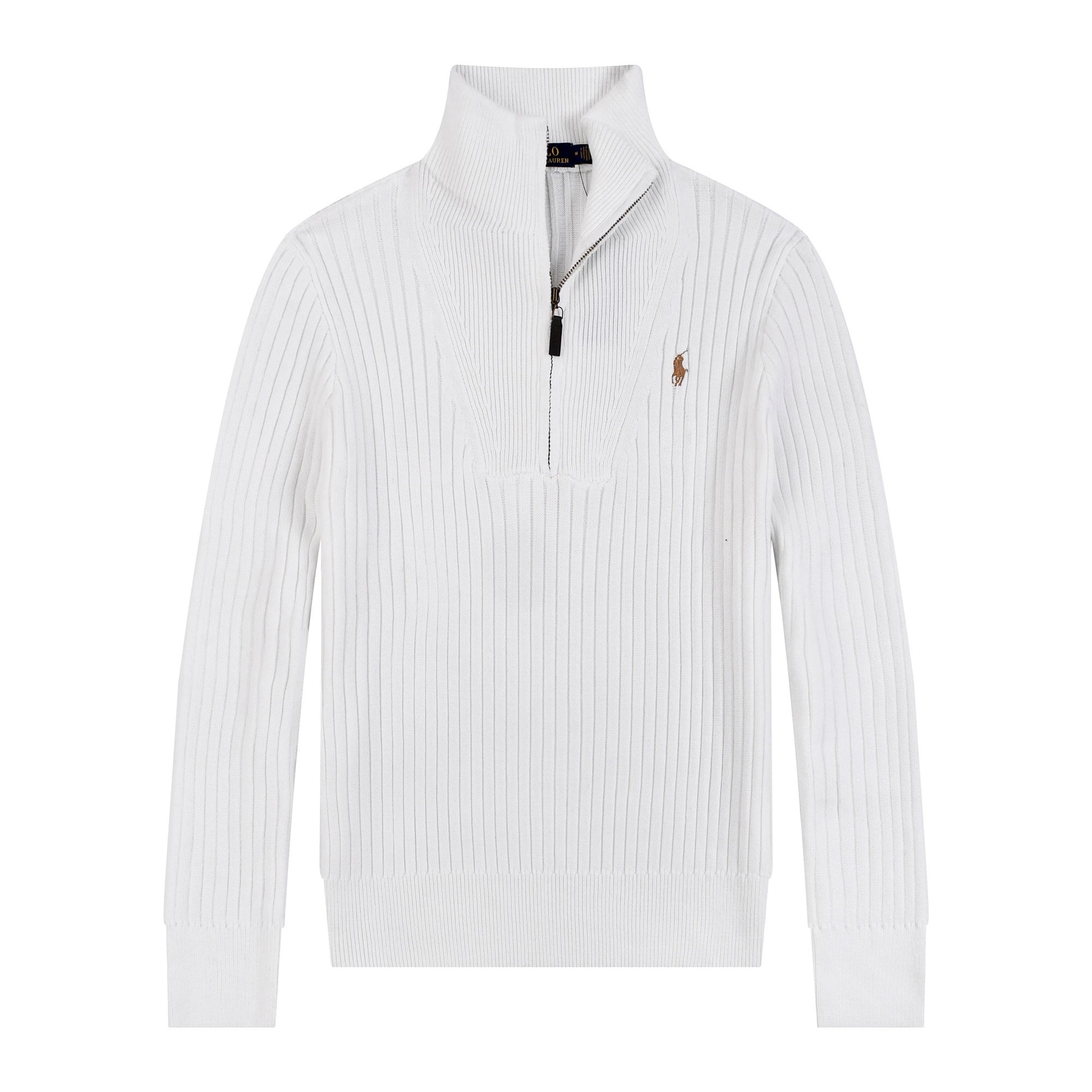 Ralph Lauren Knitwear Embroidered Pony Logo — 626 White with a red label