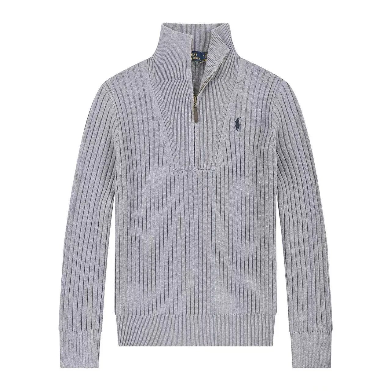 Ralph Lauren Knitwear Embroidered Pony Logo — 626 Gray blue label