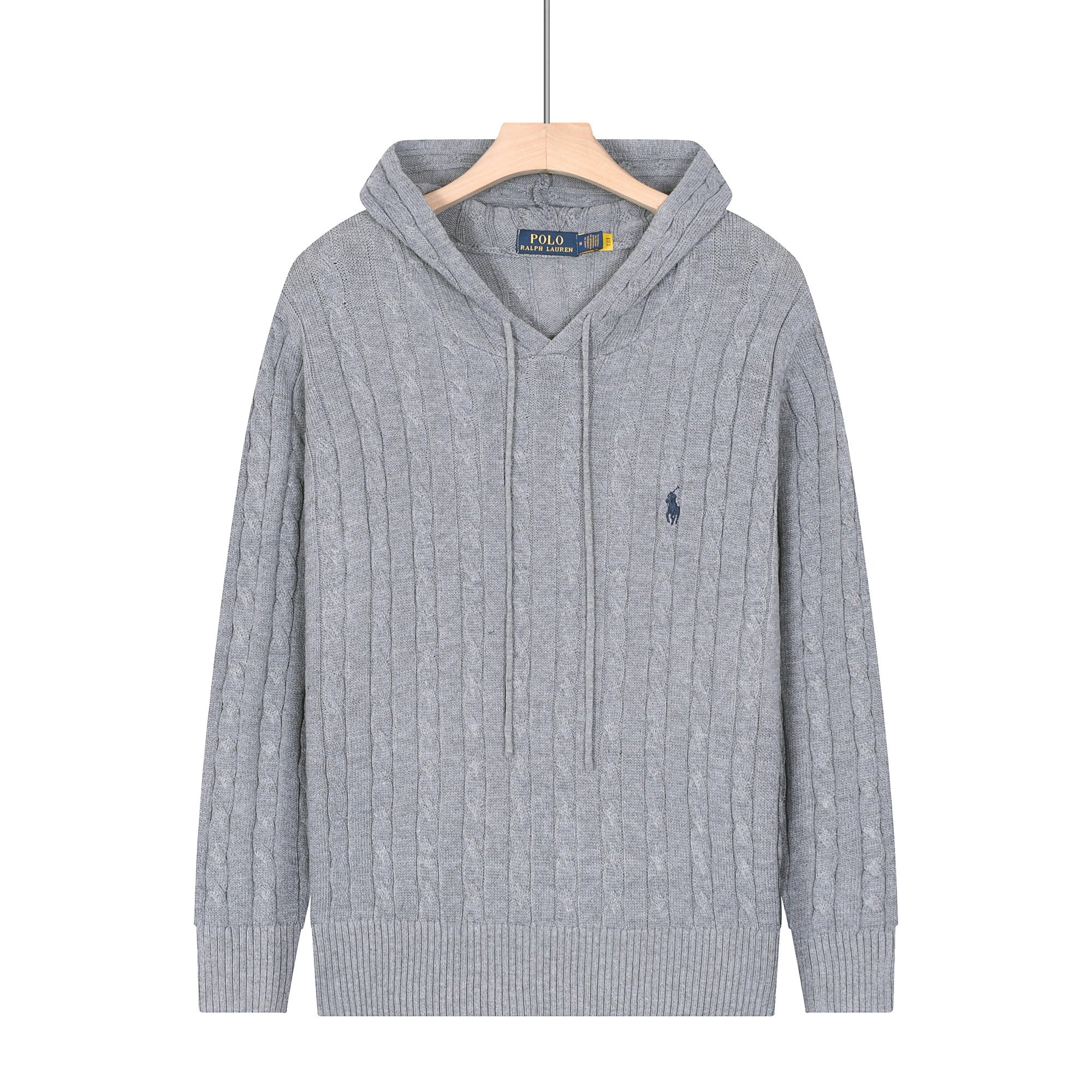 Ralph Lauren Knitwear Embroidered Pony Logo — 622 Gray blue label