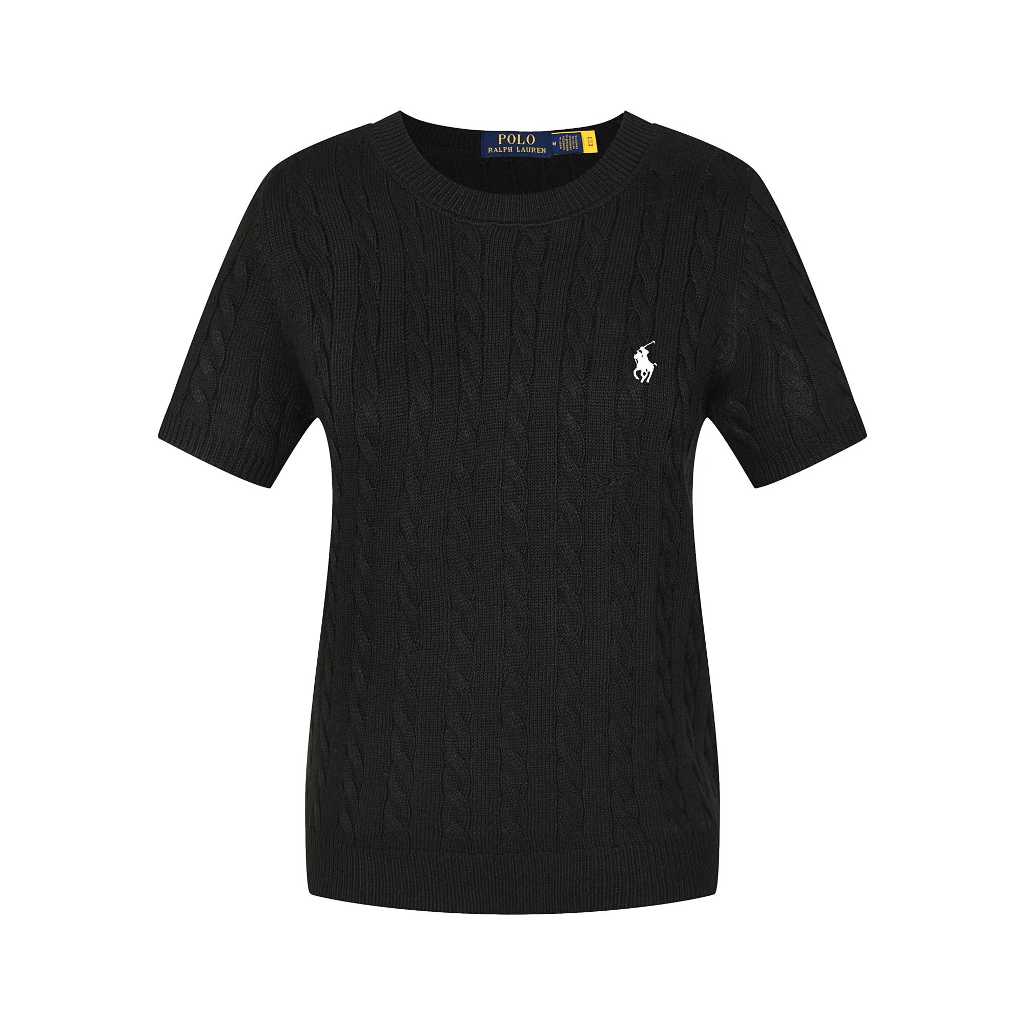 Polo Ralph Lauren Knitwear Cable-Knit Short-Sleeve Sweater — 613 female black white label