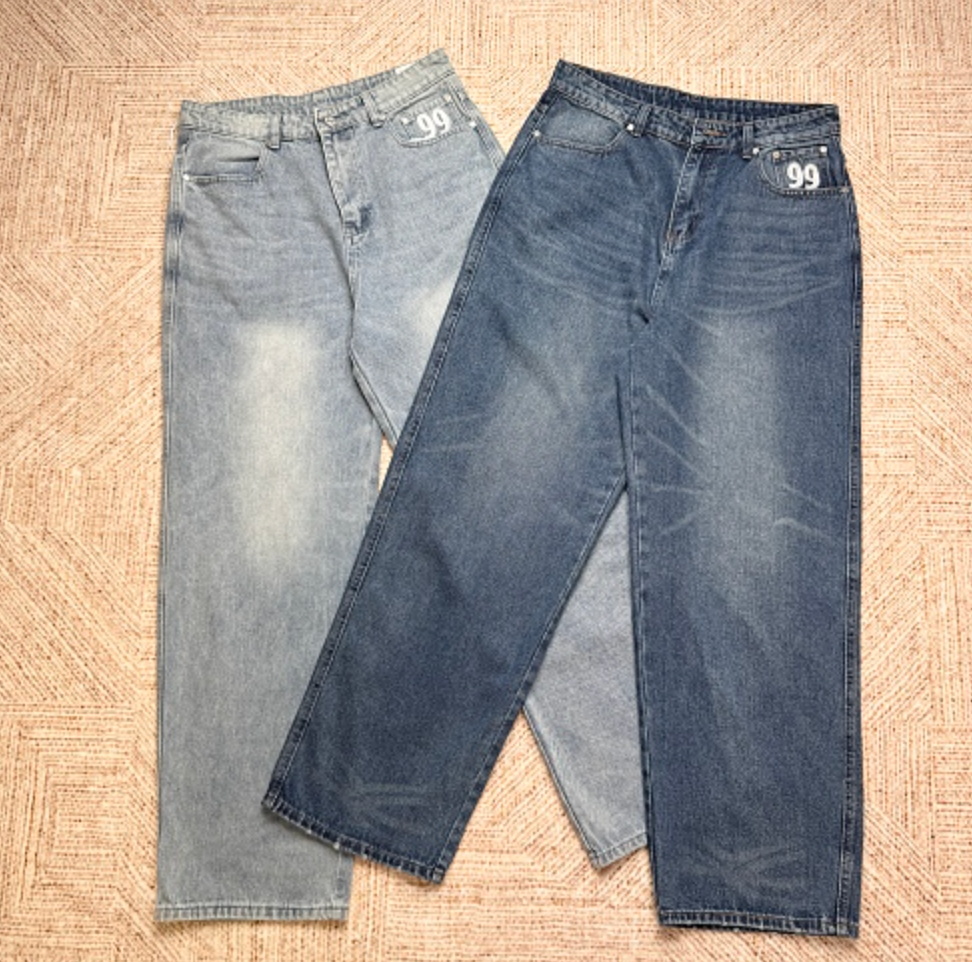 99b small embroidered denim pants