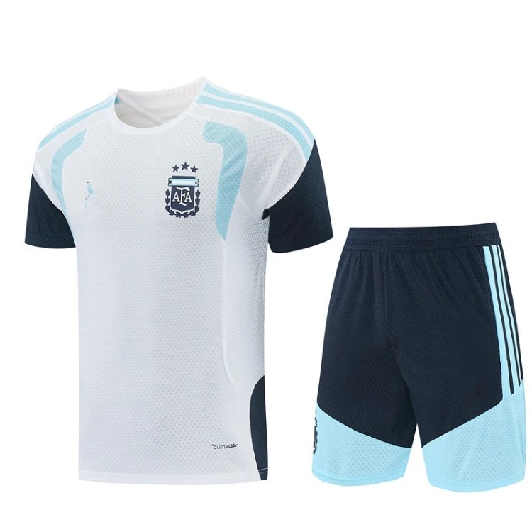 Unbranded Football Jerseys Short-Sleeve Jersey and Shorts Set — SKU-07-26 Argentina White Short-Sleeve Set