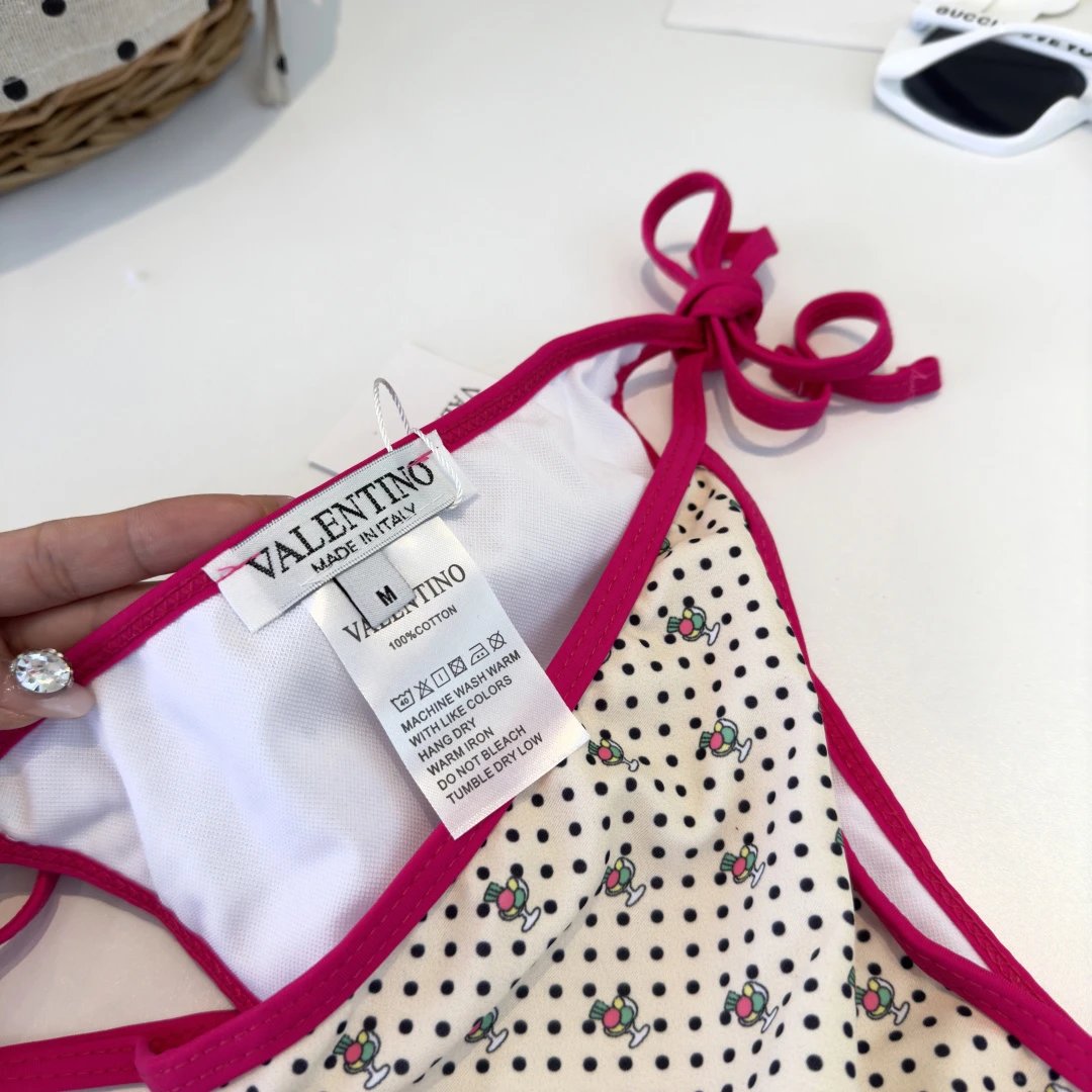 Valentino Swimwear Triangle Bikini Set with Tie-Side Bottoms image 7