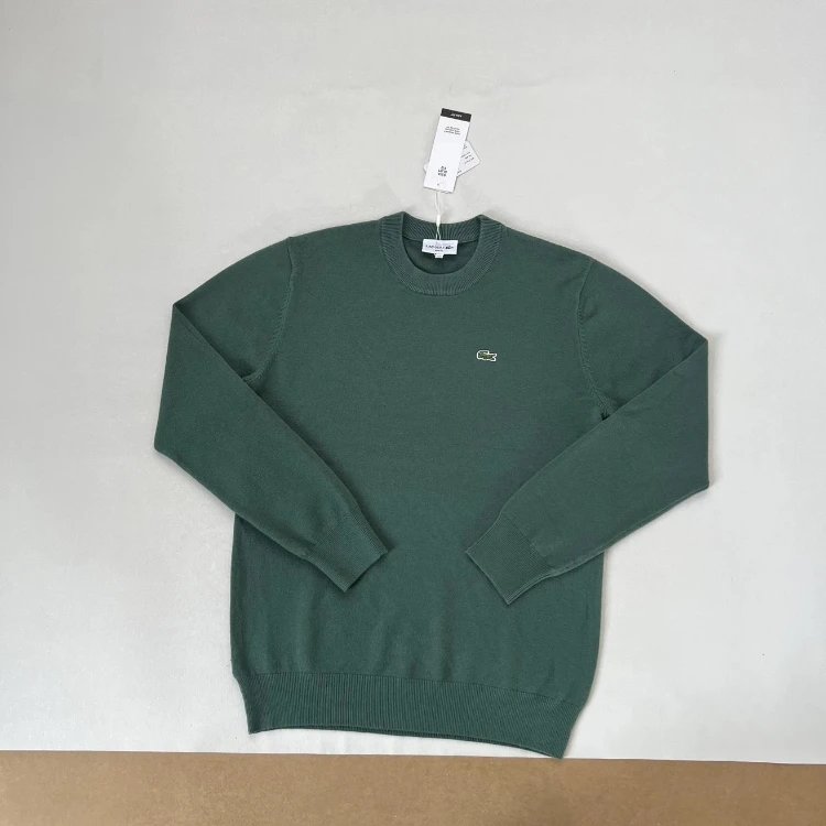 Lacoste Knitwear Crew-Neck Crocodile Logo Knit Sweater — Green