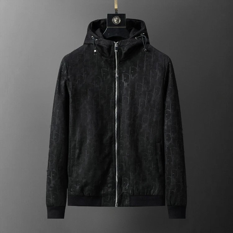 Dolce & Gabbana Jackets Monogram Zip-Front Jacket — SKU-29-Black 56045 (Flocked)