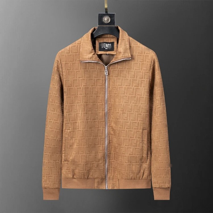 Dolce & Gabbana Jackets Monogram Zip-Front Jacket — SKU-32-Khaki 56047 (Leather Suede)