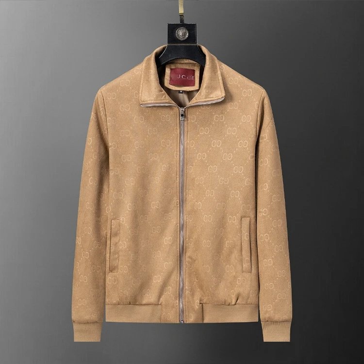 Dolce & Gabbana Jackets Monogram Zip-Front Jacket — SKU-30-Apricot 56046 (Leather Suede)