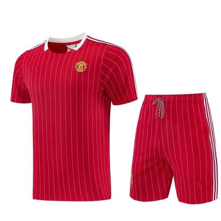 Unbranded Football Jerseys Short-Sleeve Jersey and Shorts Set — SKU-13-26 Manchester United Red Short-Sleeve Set