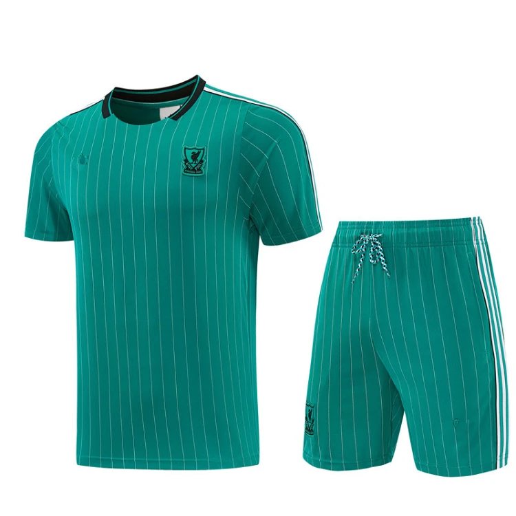 Unbranded Football Jerseys Short-Sleeve Jersey and Shorts Set — SKU-22-26 Liverpool Green Short-Sleeve Set