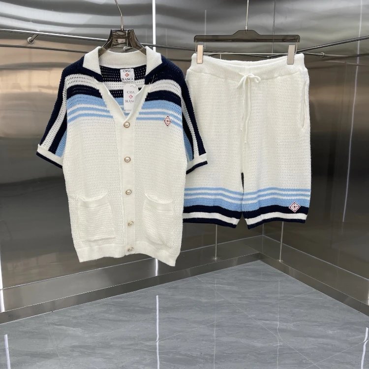 Casablanca Matching Sets Knitted short-sleeve polo or cardigan and shorts set image 4