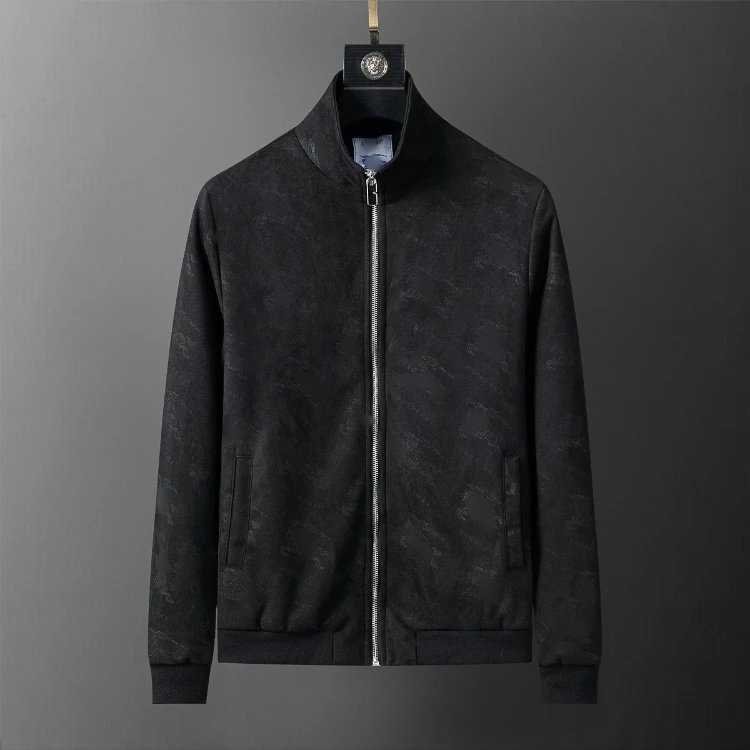 Dolce & Gabbana Jackets Monogram Zip-Front Jacket — SKU-34-Black 56048 (Leather Suede)