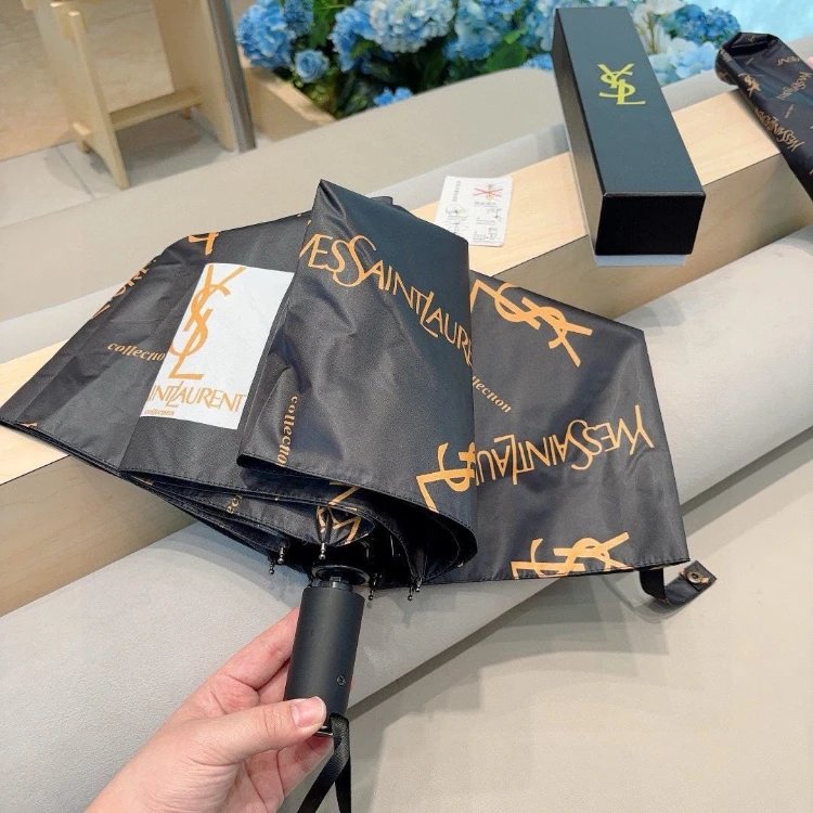 Yves Saint Laurent Uncategorized Three-Fold Automatic Folding Logo-Print Umbrella image 4