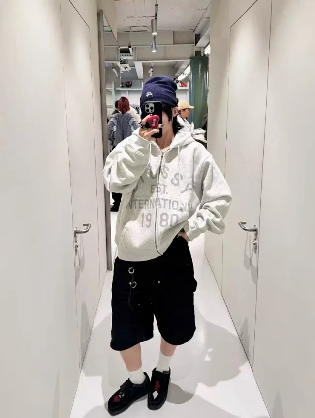 Stüssy Hoodies & Sweatshirts Zip-Up Fleece Hoodie with International 1980 Graphic product detail image 6