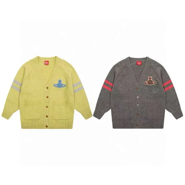 Vivienne Westwood Knitwear Red Label orb patch V-neck cardigan product detail image 1