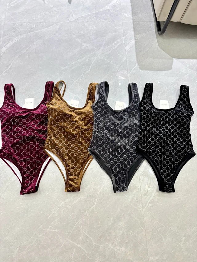 Gucci Swimwear Velvet GG Monogram One-Piece Swimsuit product detail image 1