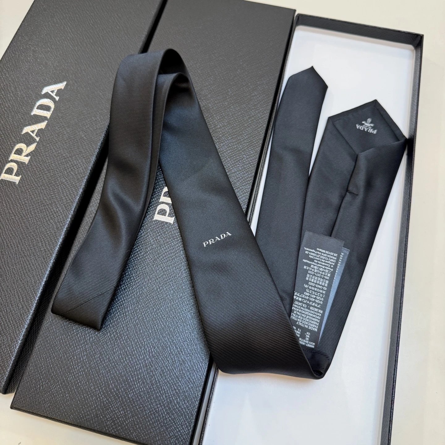 Prada Ties Logo-Embroidered Ribbed Silk Tie image 5