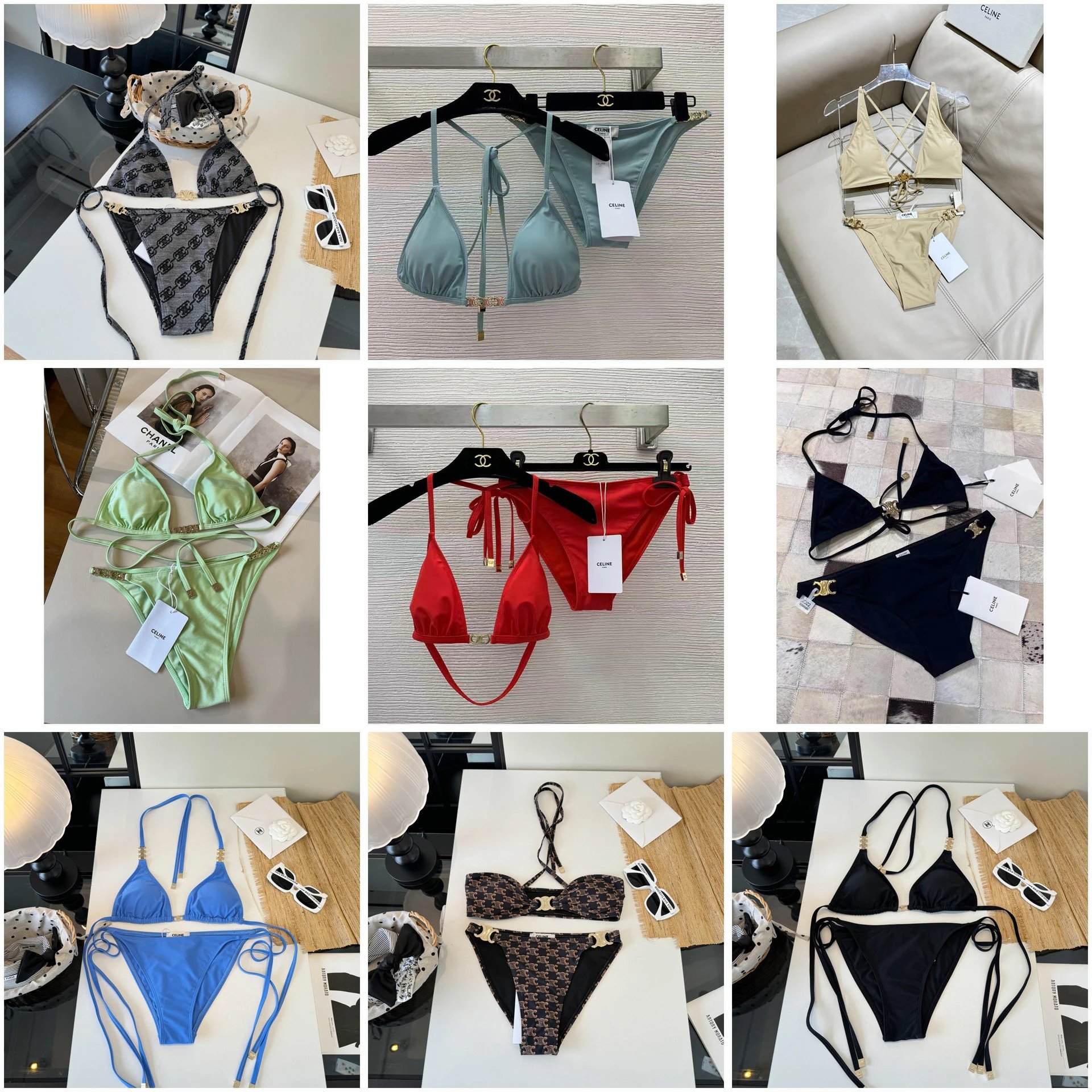Celine Swimwear Triomphe triangle bikini set image 1