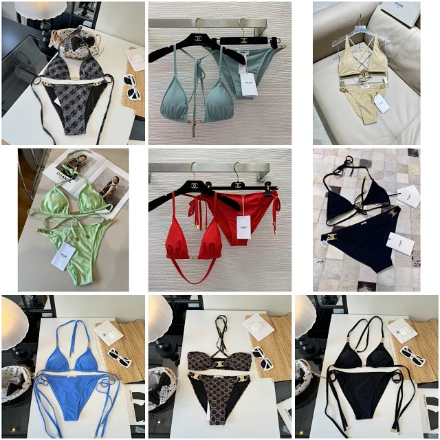 Celine Swimwear Triomphe triangle bikini set product detail image 1