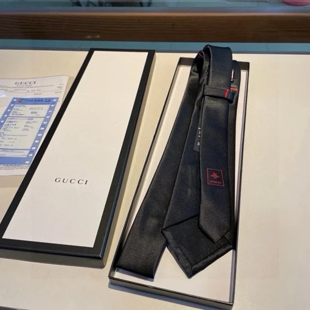 Gucci Ties Woven Silk Tie with Web Stripe and Interlocking G product detail image 3