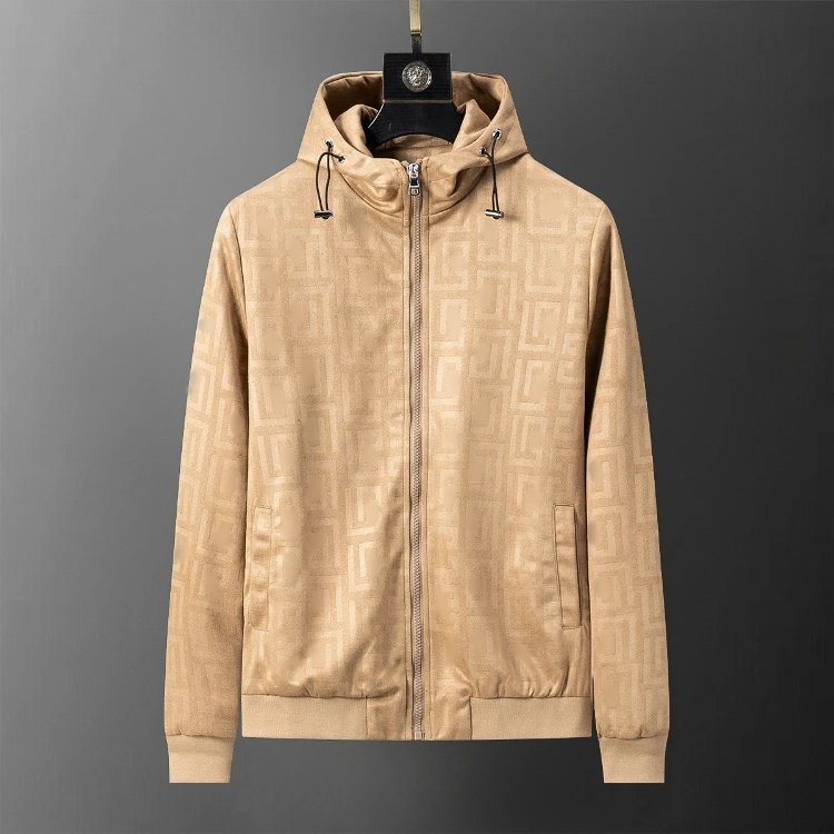 Dolce & Gabbana Jackets Monogram Zip-Front Jacket — SKU-26-Khaki 56044 (Flocked)