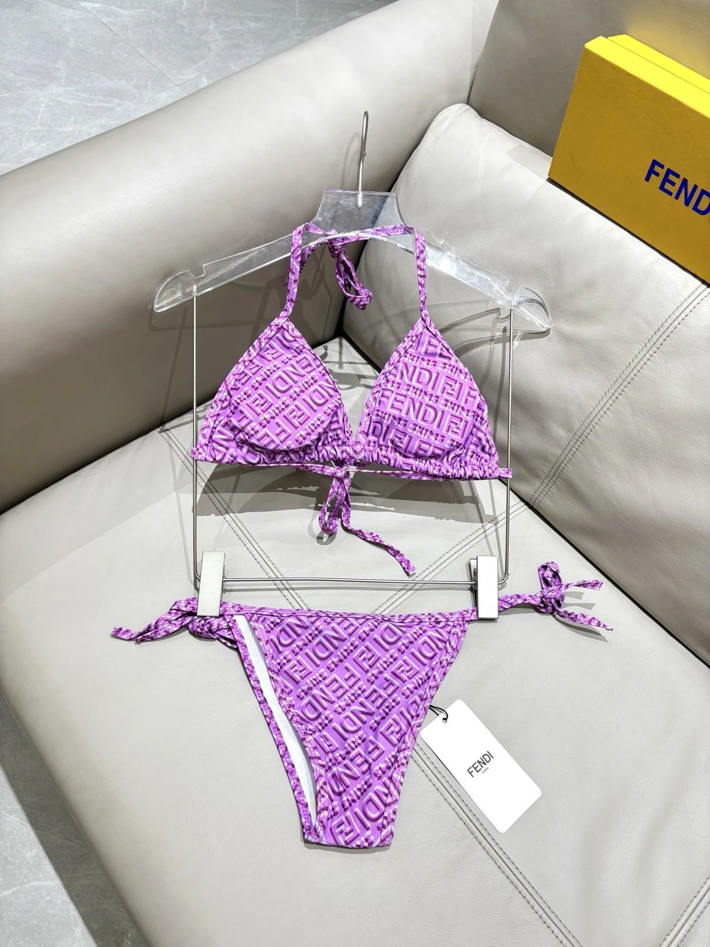 Fendi Swimwear FF logo-print triangle bikini image 4