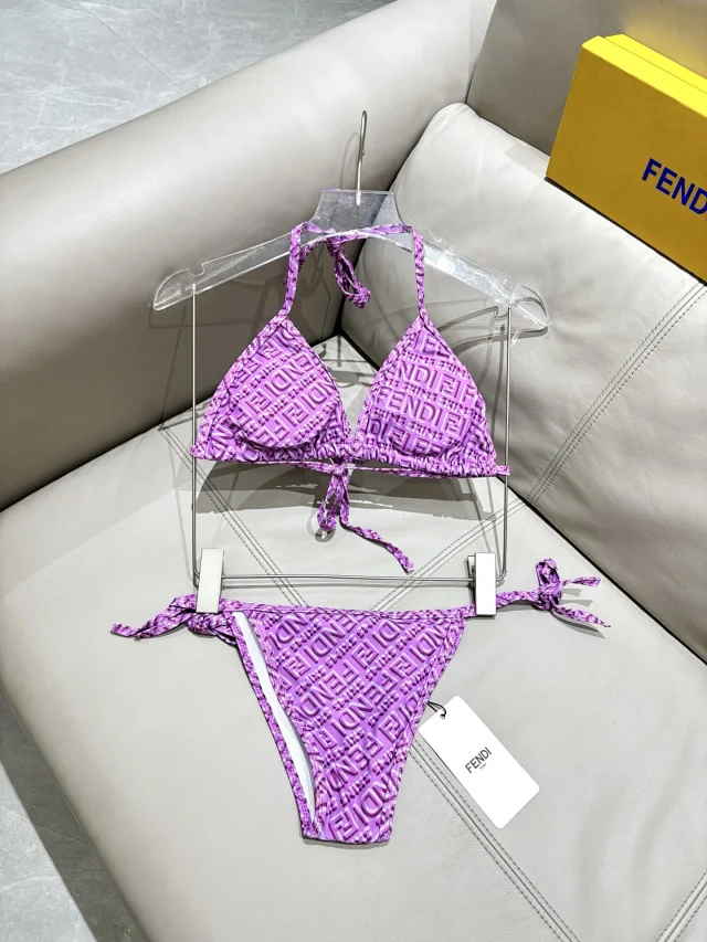 Fendi Swimwear FF logo-print triangle bikini product detail image 4