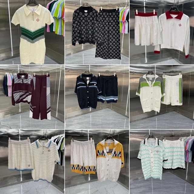 Casablanca Matching Sets Knitted short-sleeve polo or cardigan and shorts set product detail image 1