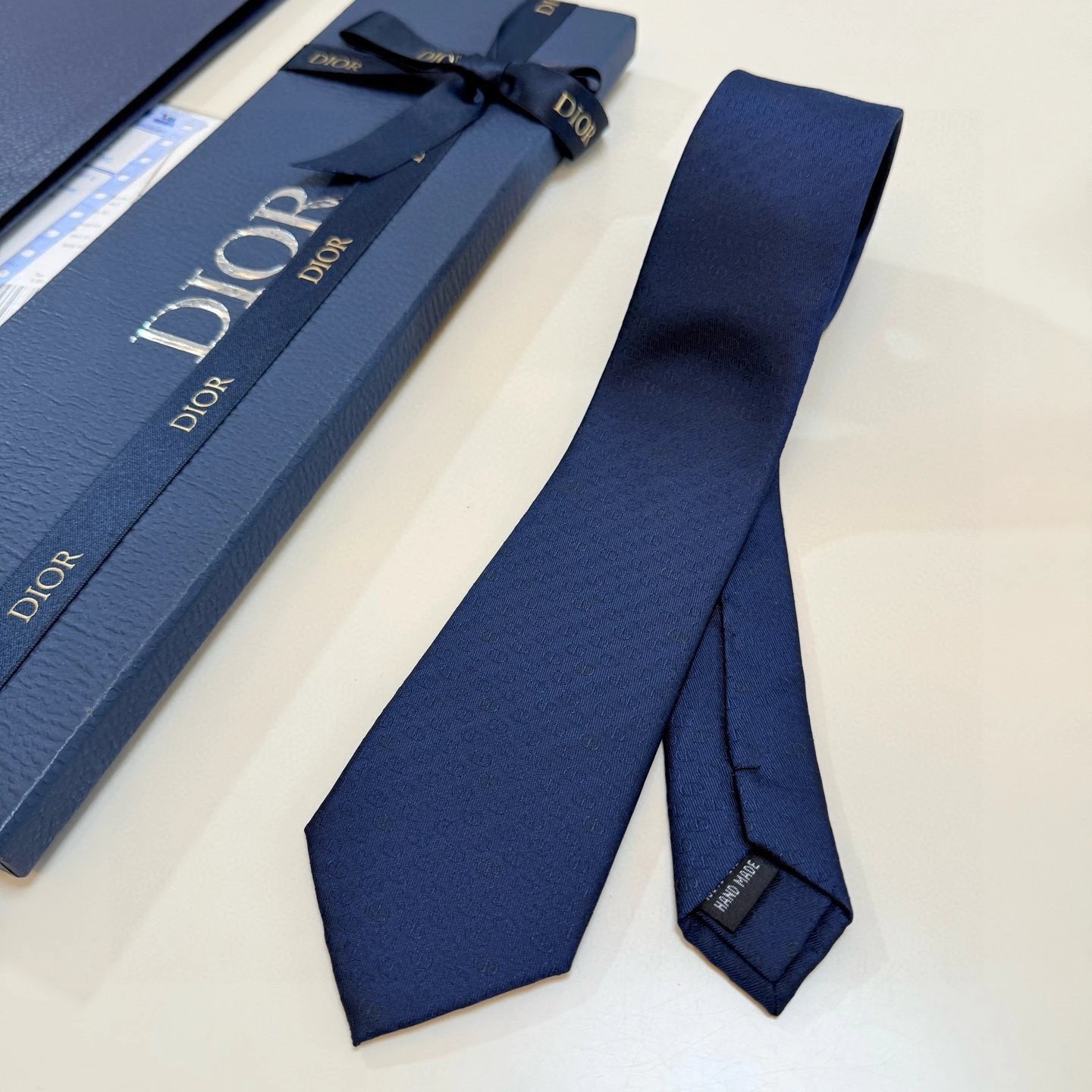 Dior Ties 6552 Jacquard Logo Necktie — Blue