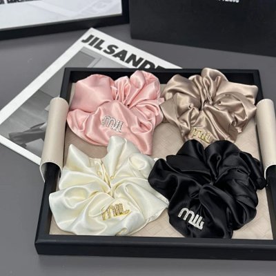 Miu Miu Logo-Embellished Satin Scrunchies