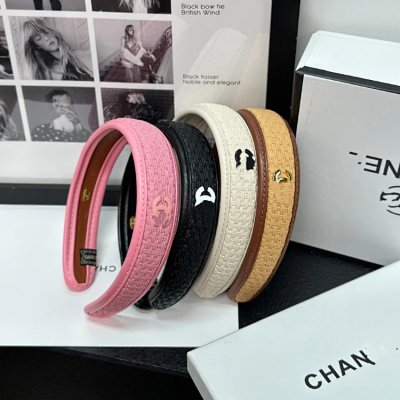 Chanel CC Logo Woven Leather Headband