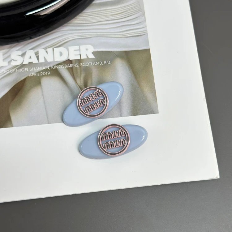 Miu Uncategorized Logo Hair Clips and Claw — SKU-02-Blue Double-Breasted Coat
