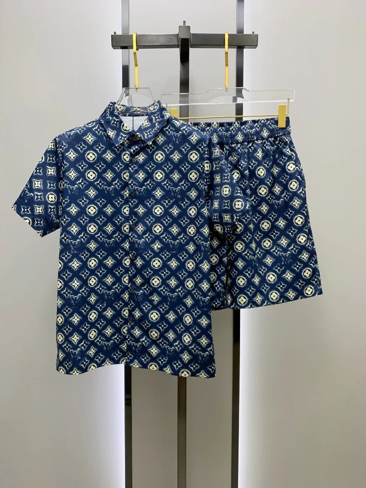 Louis Vuitton Matching Sets Monogram short-sleeve shirt and shorts set — SKU-12-014 Royal Blue