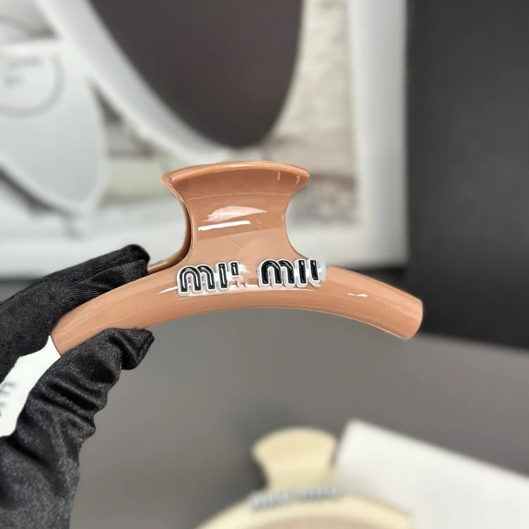 Miu Uncategorized Logo Hair Clips and Claw — SKU-07-Coffee-Colored Claw Clip (12.5 cm)