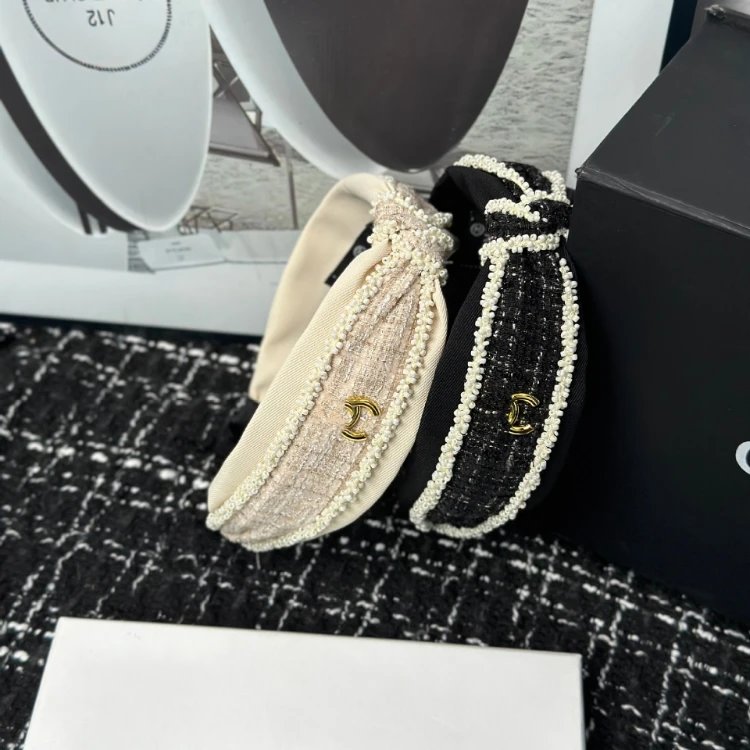 Chanel Uncategorized Tweed and pearl-trim wide headband image 4
