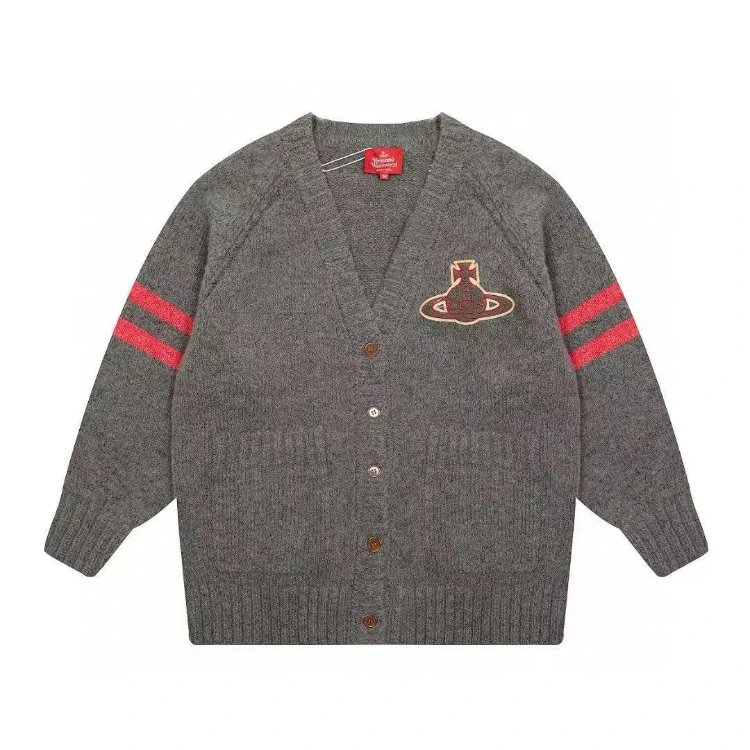 Vivienne Westwood Knitwear Red Label orb patch V-neck cardigan — gray