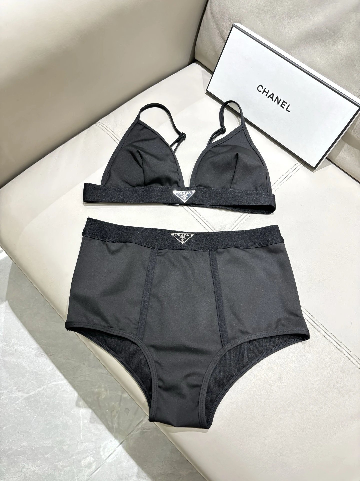 Prada Swimwear One-piece swimsuit with triangle logo — 06