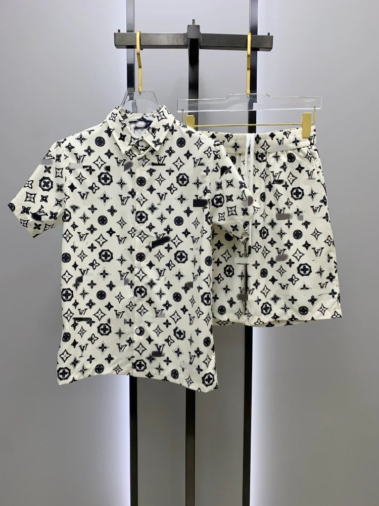 Louis Vuitton Matching Sets Monogram short-sleeve shirt and shorts set — SKU-33-020 Apricot Color