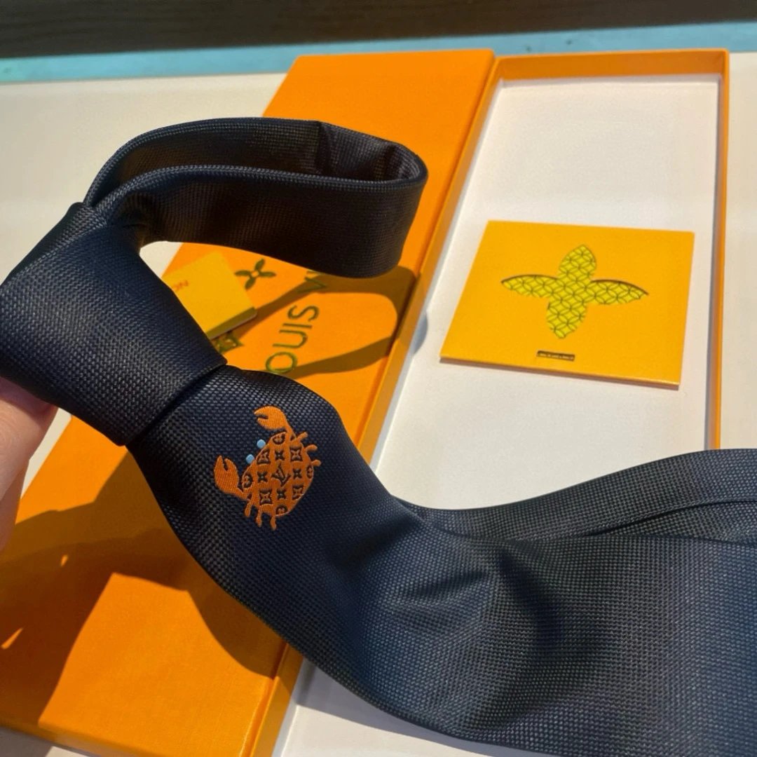 Louis Vuitton Ties Monogram Crab Embroidered Silk Tie — 01