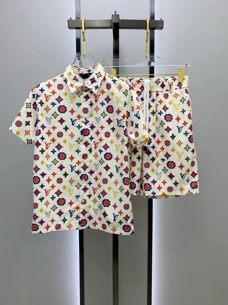 Louis Vuitton Matching Sets Monogram short-sleeve shirt and shorts set — SKU-34-020 Champagne color