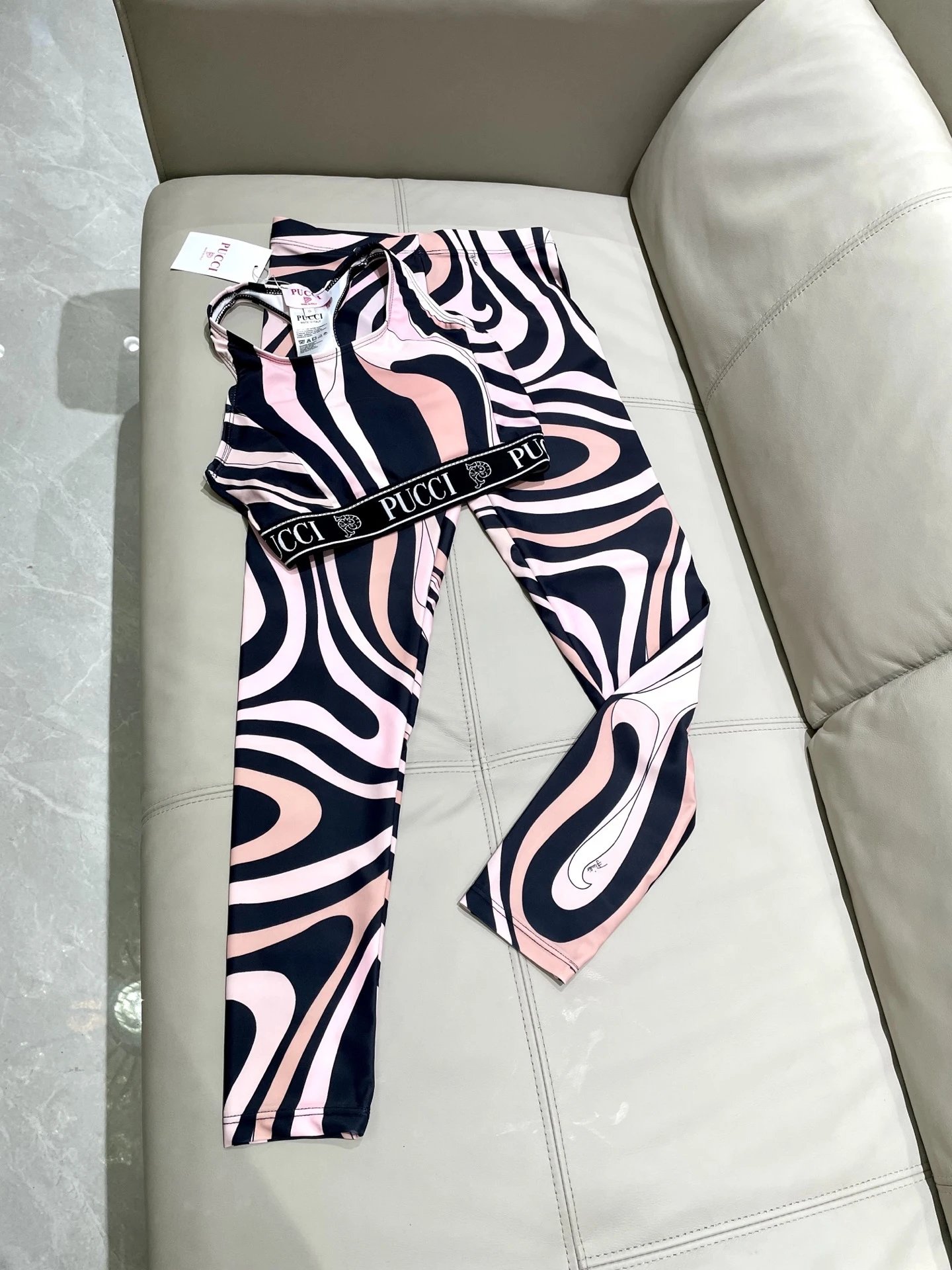 Emilio Pucci Matching Sets Abstract Print Crop Top and Leggings Set — 02