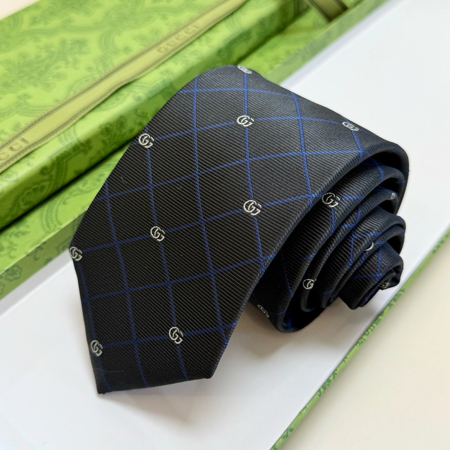 Gucci Ties GG Logo Check Pattern Tie — 01
