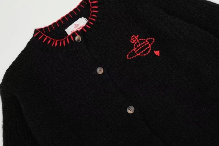 Unbranded Knitwear Scarf-detail embroidered button-front cardigan image 3
