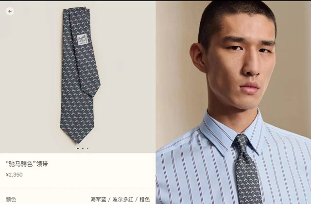 Hermès Ties Horse-head motif silk tie product detail image 9