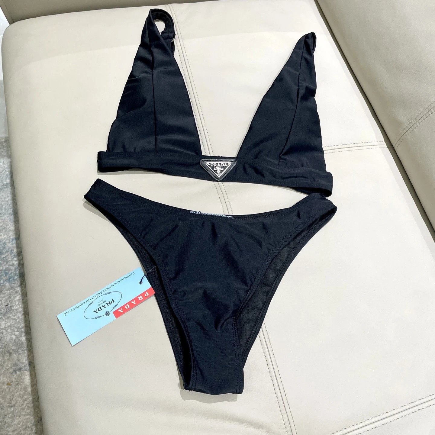 Prada Swimwear One-piece swimsuit with triangle logo — 05