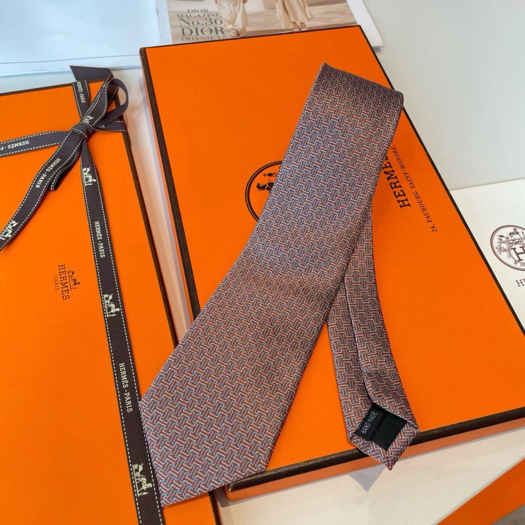 Hermès Ties Geometric H-pattern jacquard silk tie image 3