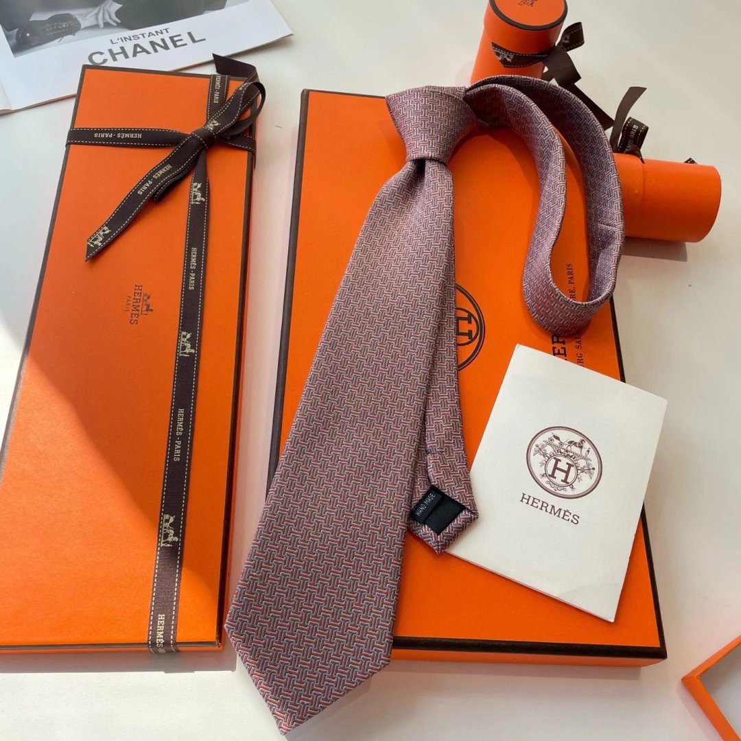 Hermès Ties Geometric H-pattern jacquard silk tie image 5