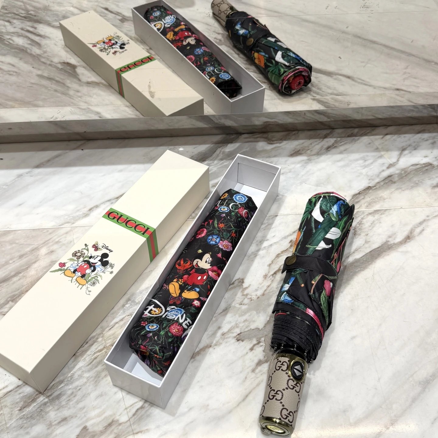 Gucci Floral Mickey Mouse Print Folding Umbrella image 2