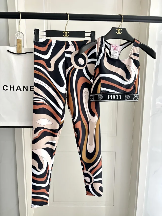 Emilio Pucci Matching Sets Abstract Print Crop Top and Leggings Set product detail image 4