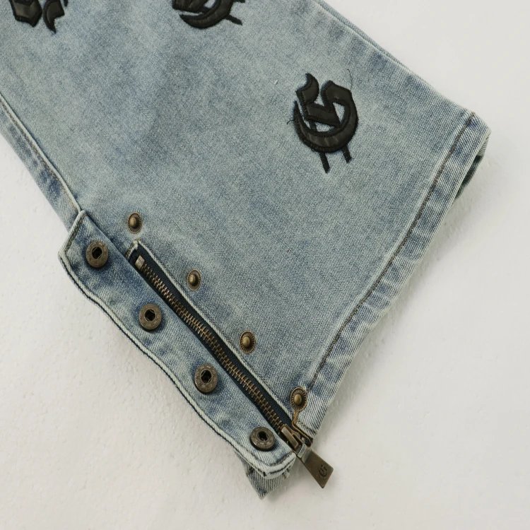 Godspeed Shorts Embroidered logo patchwork distressed denim image 11