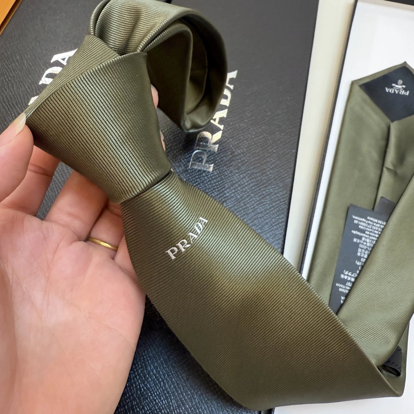 Prada Ties Logo-Embroidered Ribbed Silk Tie — 03